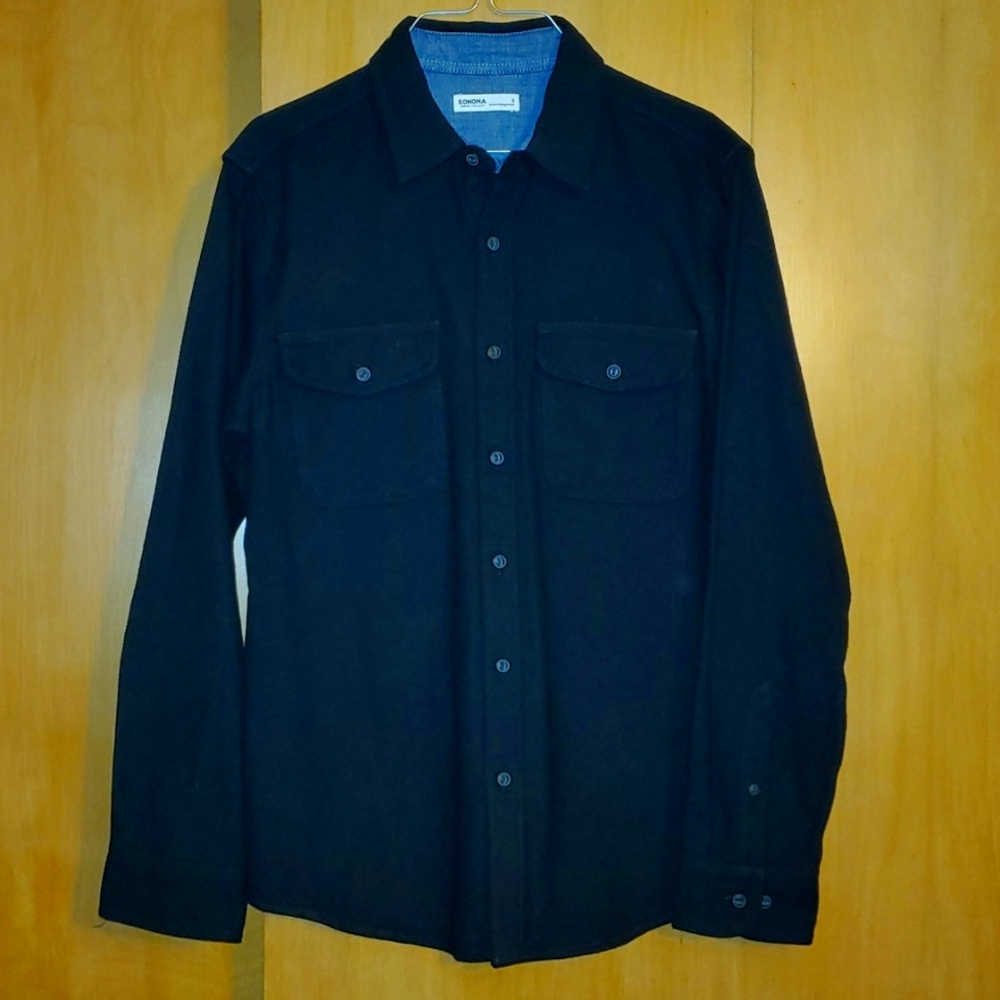 Sonoma Goods For Life Heavy Weight Flannel Shirt Navy Blue Small